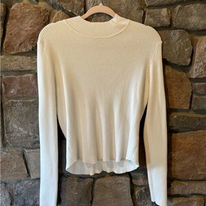 Elegant Cream Ribbed Knit Top